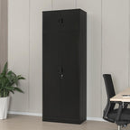 Wanfu Metal Storage Cabinet, 87" H x 32" W x 16" D Locking Storage Cabinets with 4 Adjustable Shelves and Top Cabinet for Office, Garage, Home-Black
