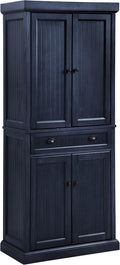 Crosley Furniture Seaside Coastal Pantry Storage Cabinet with Shelves, Kitchen, Dining, or Laundry Room, Distressed Navy