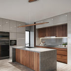 YISDESIGN 51" Wood Linear Pendant Light Wood Dining Room Light Fixture Modern Pool Table Lights Kitchen Island Lights for Dining Room Bar Kitchen Island Walnut Color