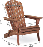 Folding Adirondack Chairs Set of 2 with Pre-Assembled BackRest, Solid Wood Outdoor Lawn Chair Lounge Patio Chair for Garden Backyard Porch Fire Pit, Dark Brown