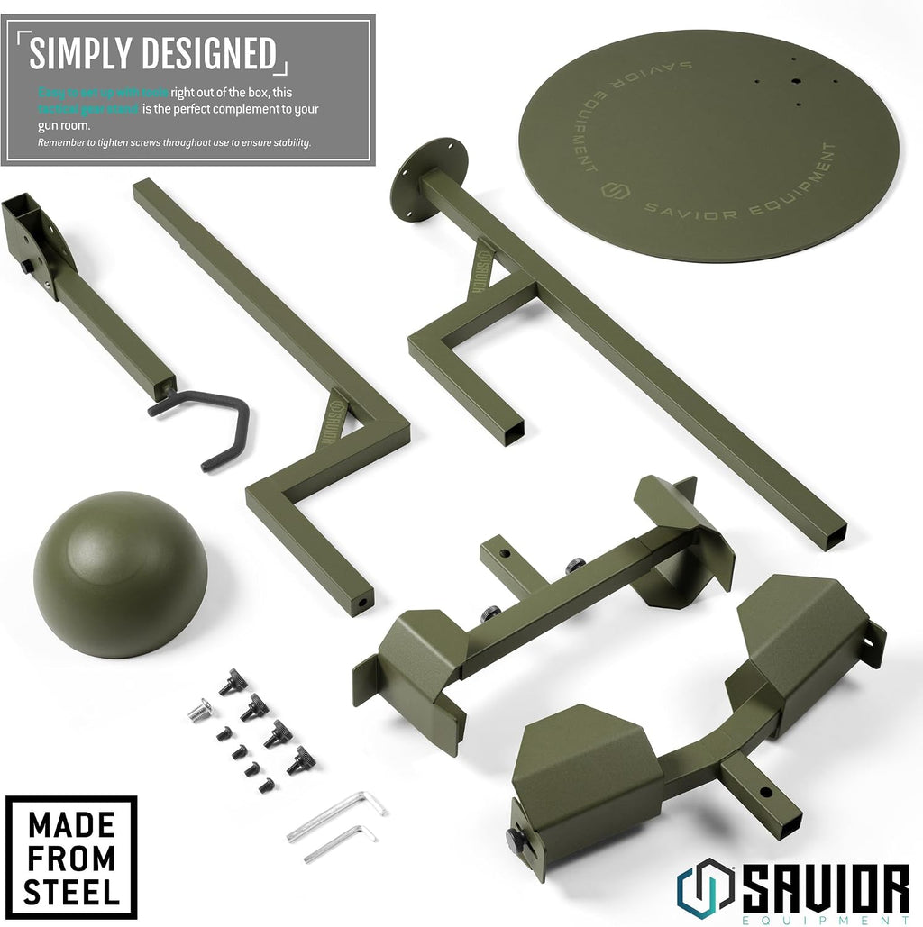Savior Equipment H.A.B Tactical Gear Stand Helmet Vest Belt Display Rack, Military Gear Holder Plate Carrier Indoor Home Garage Free-Standing Organizer, Heavy Duty Steel Construction Hold Up To 70 lbs