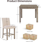 Counter Height Dining Table Set for 4,Farmhouse Dining Table Set for 4,Square Bar Kitchen Dining Table with 4 Bar Stools,High Dining Table and Chairs for Dining Room, Kitchen