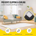 Alien Grip Rug Gripper Carpet Tape - 12pcs, 4x4 in. Anti-Slip Hardwood, Tile Floor, No Damage - Double Sided Reusable, Non Slip Corner Rug Pads - As Seen on TV