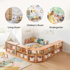 OOOK 2-Tier Montessori Book Shelf, Corner Arc Cabinet with Open Access, Montessori Furniture for Kids Room, Playroom, Nursery, Classroom, Kindergarten