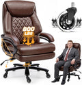 Big and Tall Executive Office Chair with Adjustable Lumbar Support, Extra Wide Seat, Heavy Duty Computer Desk Chair for Long Working Hours, Gaming & Home Office, Quiet Rolling Wheels