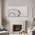 YLLTIEM White and Gold Abstract Wall Art 24x48 Inch, Hand Painted Textured Canvas Wall Art, Large Horizontal Modern Wall Decor for Living Room Bedroom Office Dining Room