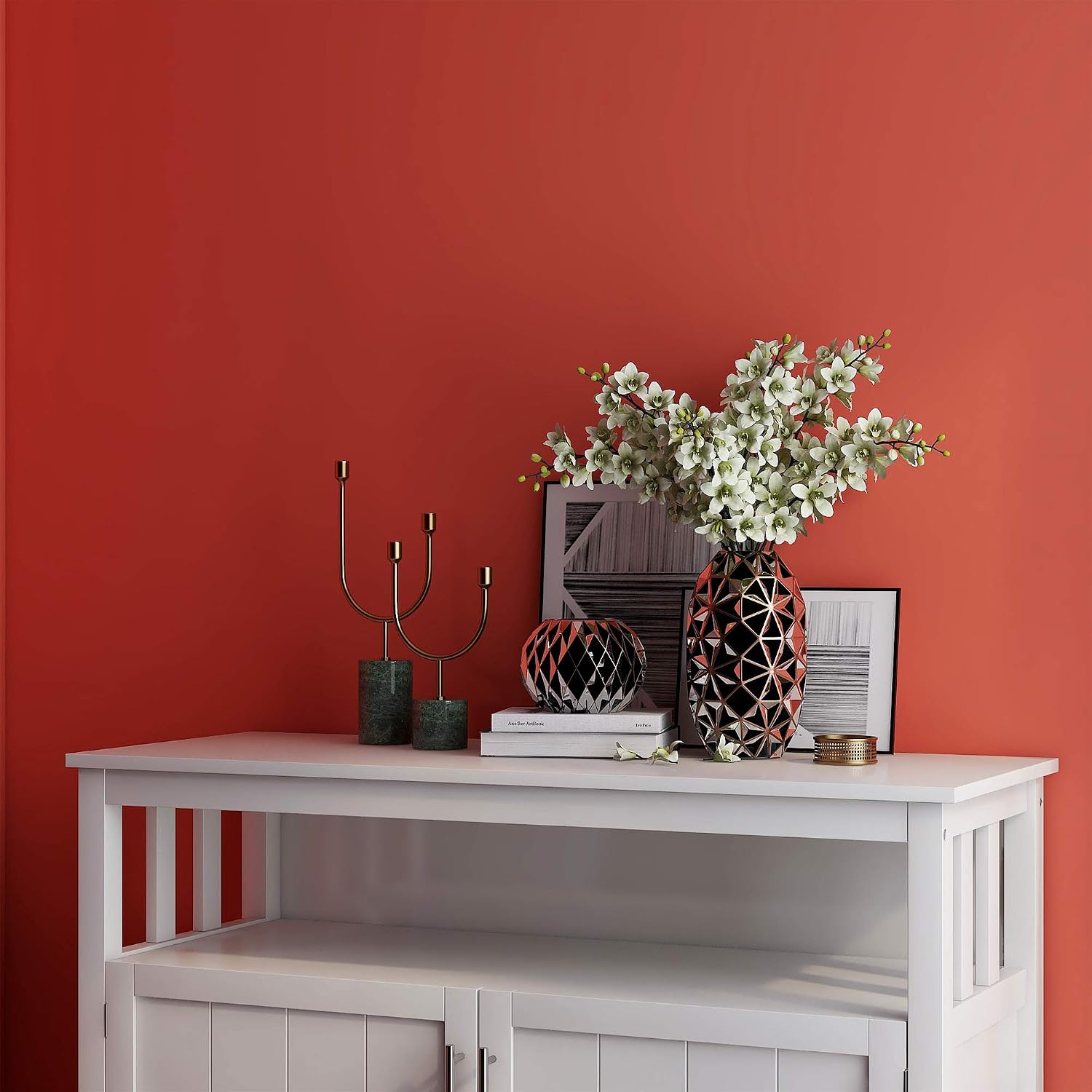 Modern Kitchen Pantry, Storage Sideboard Buffet Server Cabinet with 2 Doors, White, Easy to Maintain, for Dining Room