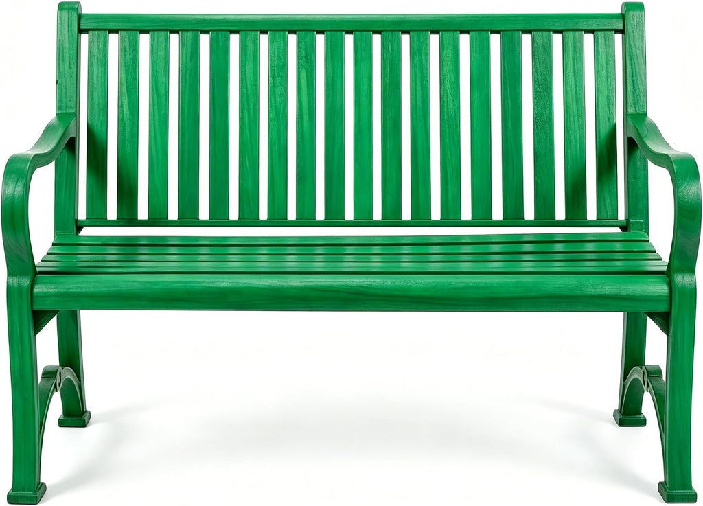 2-Person Green Memorial Garden Bench Poly Lumber Rot-Proof All Weather Outdoor Patio Bench for Porch Backyard Park