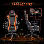 AA Products Gaming Chair Ergonomic High Back Computer Racing Chair Adjustable Office Chair with Footrest, Lumbar Support Swivel Chair - BlackOrange