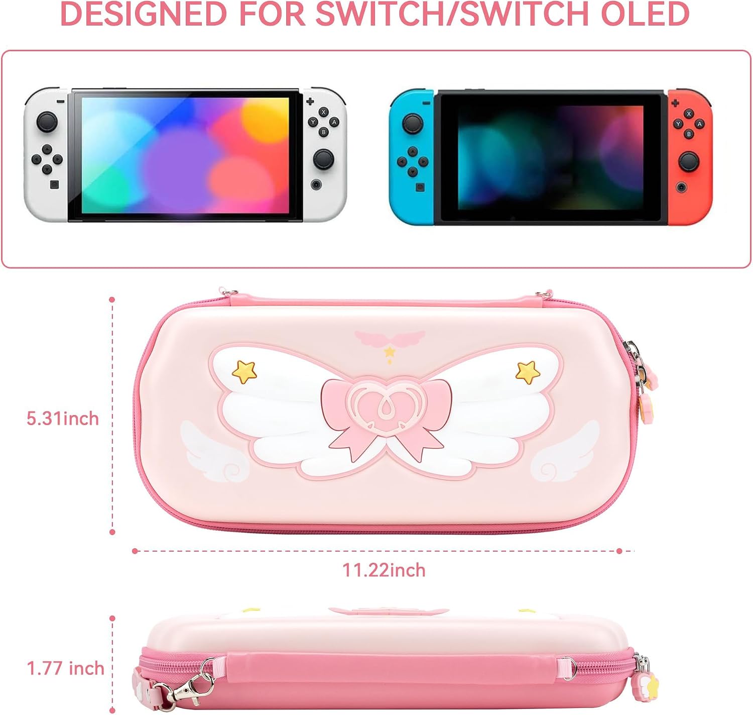 GeekShare Switch Carrying Case for Switch/OLED,Portable Switch Case, Slim Hardshell Travel Carrying Case fit Switch Console & Game Accessories - Star Wings Series