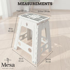 Inspired Living 18" Step Stool, Folding Step Stools for Adults, Plastic Foldable Step Stools Kids, Holds Up to 330 lbs, Collapsible Folding Stool for Kitchen, Bathroom, Bedroom (White Black, 18" High)