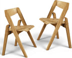 Stakmore Juvenile Children's Folding 3 Piece Natural Wooden Table and Chair Furniture Set with No Pinch Points for Kids Ages 3 and Up (3-Piece Set)