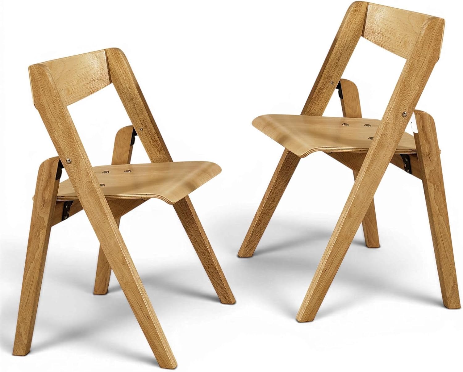 Stakmore Juvenile Children's Folding 3 Piece Natural Wooden Table and Chair Furniture Set with No Pinch Points for Kids Ages 3 and Up (3-Piece Set)