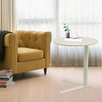 Metal Round Side Table, Modern C Shaped Couch End Table Small Metal Coffee Table with Y-Shaped Base Round Sofa Bedside Table for Home Living Room Bedroom (Frosted White/18.9 * 22in)
