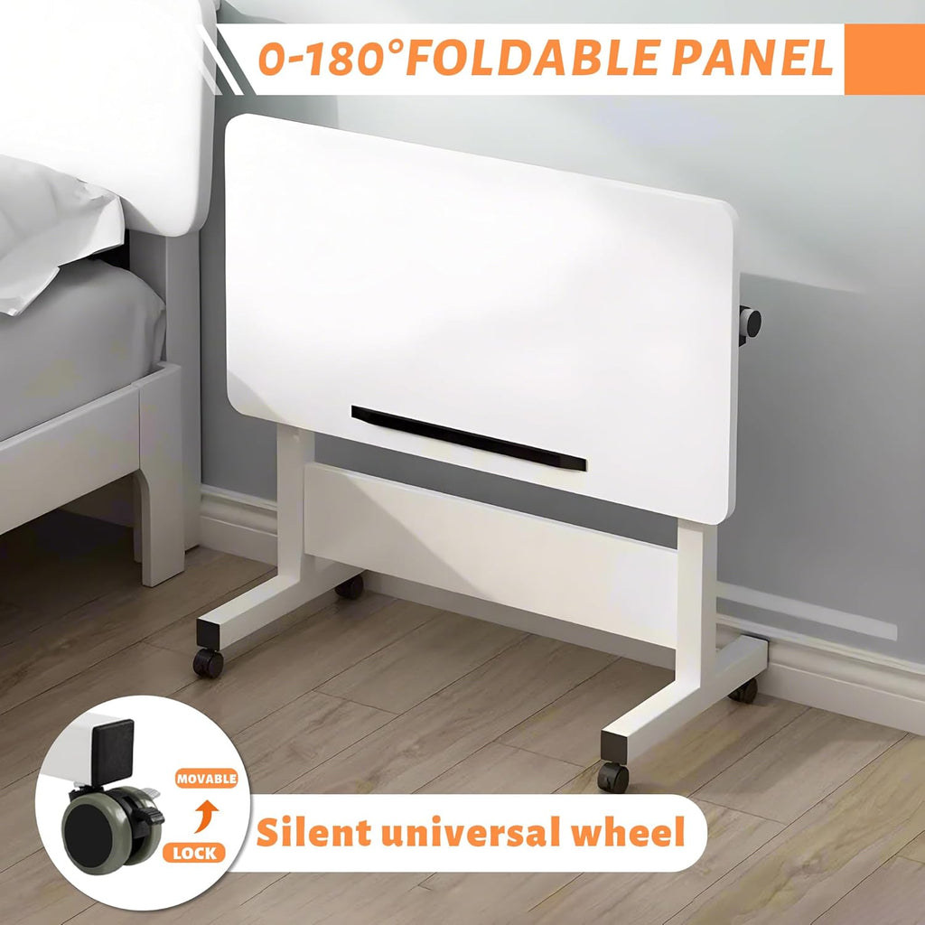 Rolling Desk Adjustable Height,Portable Laptop Desks,Small Standing Desk with Wheels for Home Office