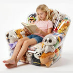 Clear Stuffed Animal Storage Bean Bag Chair Cover for Kids Waterparoof Beanbag Chair Cover with Zipper, PVC Bean Bag Chair for Children Plush Toys Storage & Organizing (Chair）