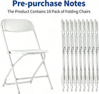 HealSmart 10-Pack Plastic Folding Chair, Portable Chair with Metal Frame, 330lb Capacity, Foldable and Stackable Chairs for Wedding, Party, Picnic, Office, Indoor/Outdoor Dining, White