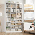 Keyluv 74" Tall Shoe Cabinet with Adjustable Shelves, 6-Tier Shoe Storage Organizer with 12 Cubes for up to 27 Pairs, Free-Standing Shoe Rack for Closet, Hallway, Entryway & Living Room, White