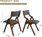 Ball & Cast Foldable Chair with Padded Seat,Wooden Portable Folding Dining Chair W/Ergonomically Designed Back and Cushion,Easy Carry,No Assembly Required,for Kitchen,Set of 2,Grey+Cherry