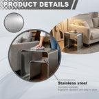 Minimalist Stainless Steel End Table, Modern Steel Frame Side Table and Sofa Table, Small Nightstand for Living Room Bedroom Office (17.7"x13.8"x17.7")