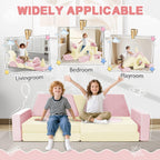 15pcs Modular Kids Play Couch Set Children Section Sofa Kids Convertible Toddler Couch for Children Bedroom Playroom Living Room (Pink+White)