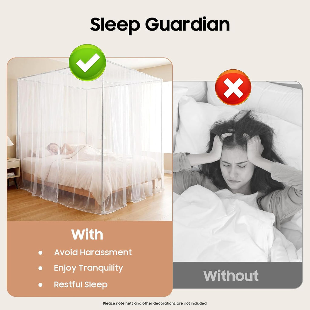 Stainless Steel Canopy Bed Frame, 4 Corner Mosquito Netting Bracket, Full Size Canopy Bed Frame Thicken Bed Frame Bracket for Twin (2 × 2 × 2m)