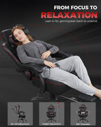 GTPLAYER Gaming Chair, 𝐁𝐢𝐠 𝐚𝐧𝐝 𝐓𝐚𝐥𝐥 Gaming Chair for Adults, 𝐖𝐢𝐝𝐞 𝐒𝐞𝐚𝐭 Computer Game Chairs with 𝐓𝐡𝐢𝐜𝐤 𝐏𝐨𝐜𝐤𝐞𝐭 𝐒𝐩𝐫𝐢𝐧𝐠 𝐂𝐮𝐬𝐡𝐢𝐨𝐧 & Footrest,Black & Red