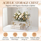 Wesiti Clear Acrylic Bridal Keepsake Trunk, Decorative Storage Chest with Lid & Handles, Bridal Wedding Memory Box for Photos, Gifts, Special Moments, Closet & Home Organization(2,Large,Small)