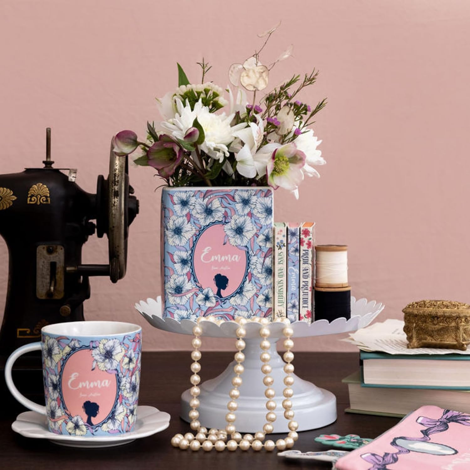 Steel Mill & Co Original Book-Shaped Decorative Vase, Ceramic Vases for Home Decor, Cute Bookshelf Decor, Unique Vase for Book Lovers (Small - Emma)
