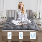 SHOUREN Japanese Futon Mattress Floor Mattress 3" Tatami Mat,Shredded Memory Foam Foldable Roll Up and Portable Sleeping Pad Suitable for Camping,Guest Room,Grey 39"X80" Twin Size
