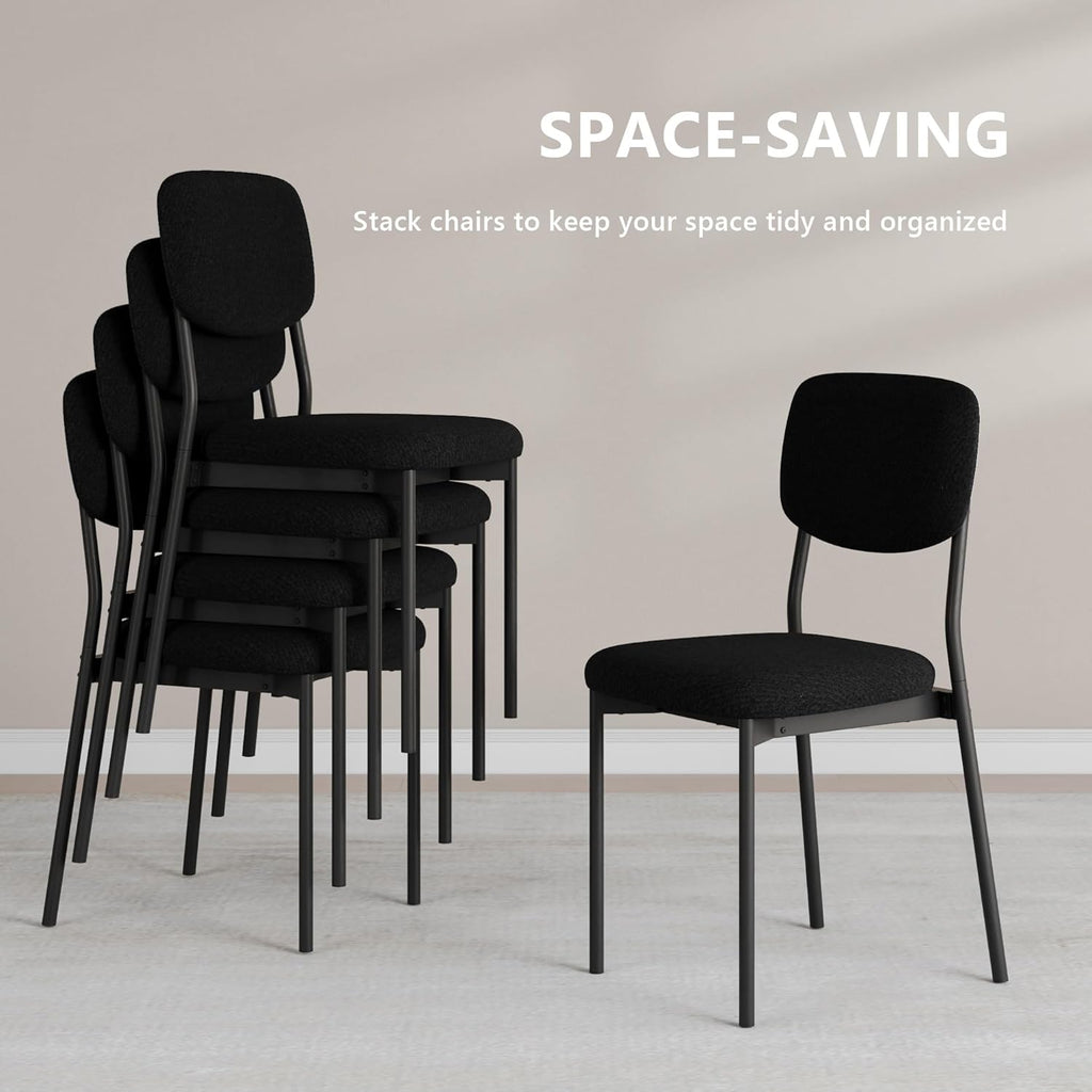 Einhomn Upholstered Dining Chairs Set of 2, Stackable Modern Dining Room Chairs, Kitchen Chairs w/Soft Velvet Backrest & Sturdy Metal Legs for Restaurant, Living Room, Black