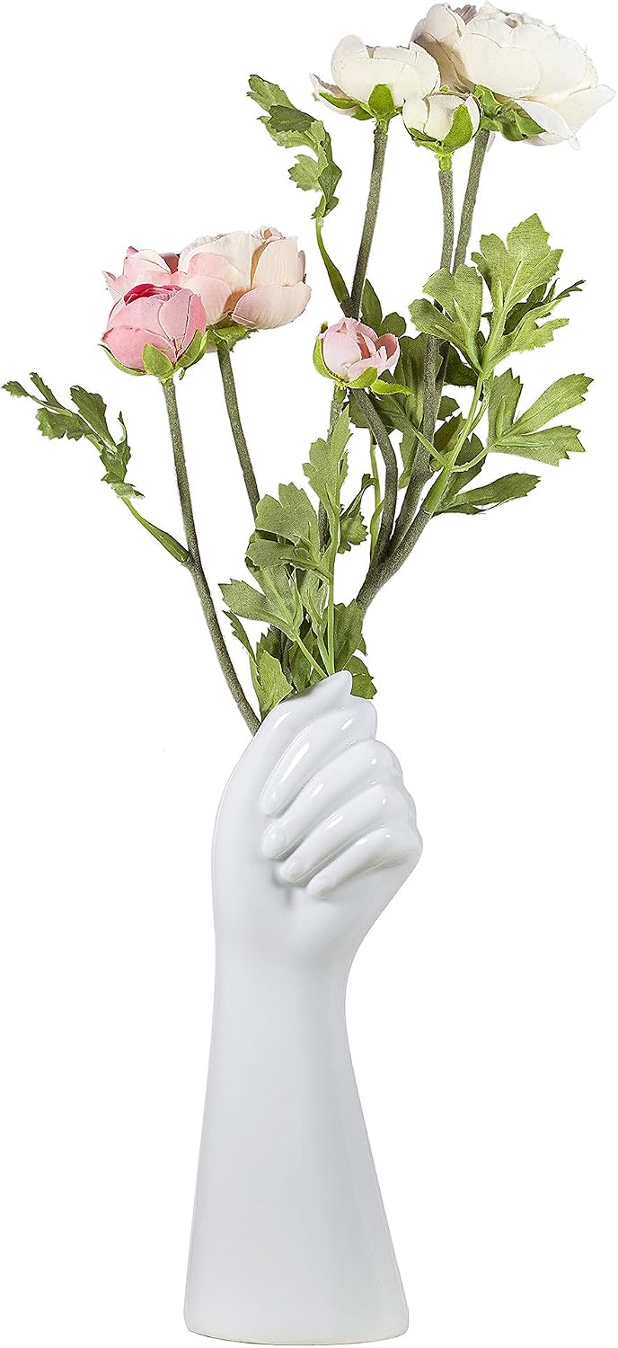 Human Body Ceramic Hand Vase, Arm Body Shaped Small Flower vase Modern Aesthetic Decorative White Ceramic vases for Home Living Room décor