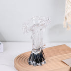 Blue White Clear Wave Vases Gradient, Murano Hand Blown Glass Vase Unique Art Decorative, for Ocean Themed Coastal Home Centerpiece Modern Office Entrance Table Creativity