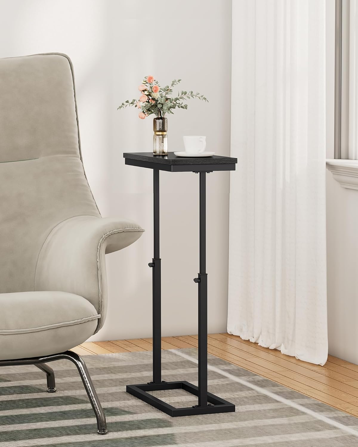 TUTOTAK End Table, Side Table, Tall Couch Table, Sofa Table, Living Room, Bed Room, Black TB01BK083