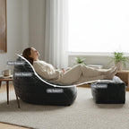 Bean Bag Chair with Ottoman, Bean Bag Sofa,Accent Chairs,Corduroy Fabric, Comfortable Reading Chairs for Living Room, Bedroom, Reading Nook,Modern Lounge Reclining Chair with Footrest (GRAY, Medium)