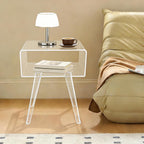 Clear Acrylic Nightstand with 2 Tiers, Modern Transparent Bedside Table, 16.5x11.8x21.7 Inches, Storage Organizer for Bedroom, Living Room, Apartment