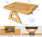 Couch Arm Tray, Bamboo Couch Armrest Table with Cup Holder & 360° Phone Holder, Foldable Snack Tray for Eating, Drinks, Snacks, Remote, Food - Fits Most Sofa Arms.