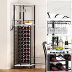 Homeiju Corner Wine Rack with Glass Holder and Led Strip Light, Corner Bar Wine Racks Freestanding Floor, Industrial Corner Bar Cabinet for Kitchen, Dining Room, Living Room or Cellar
