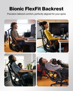 LiberNovo SE Dynamic Ergonomic Office Chair, Comfy Desk Chair with Manual Lumbar Adjustment, 105°-160° Five Lockable Recline Positions for Back Comfort, Home Office Long Hours Use, Obsidian, 48cm