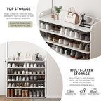 5 Tier Shoe Rack, Wooden Shoe Storage Cabinet, Large Capacity Tall Shoe Shelf Free Standing Shoe Rack Organizer for Closet Entryway Garage Bedroom, White
