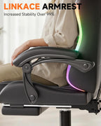 GTPLAYER Gaming Chair, Ergonomic Computer Office Chairs for Adults with Footrest, Height Adjustable, Linkage Armrests, 90-155° Recline & Headrest Lumbar Support, RGB Black