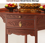 Meditation Table, Altar Cabinet with Pull-Out Storage Board, Personal Shrine Stand for Homes and Temples