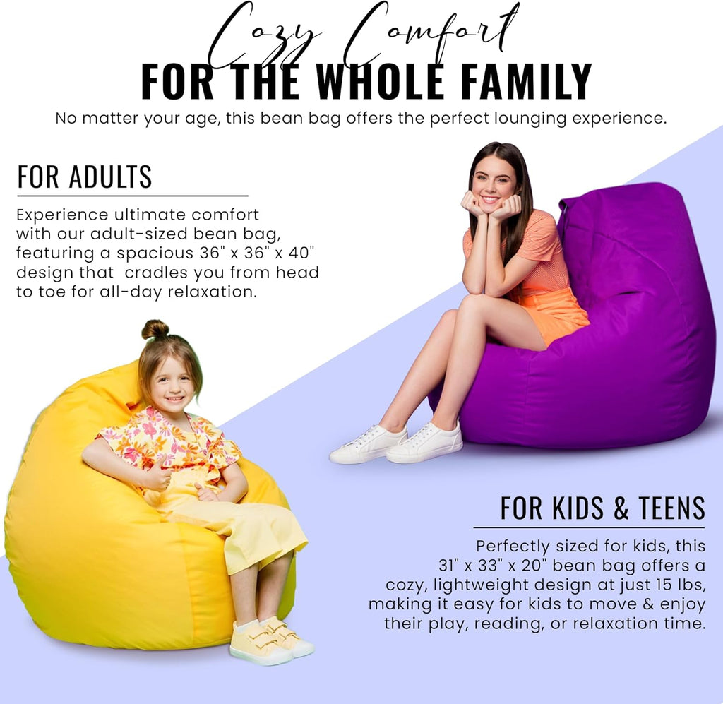 Bean Products Vinyl Marine Boat Bean Bag Chair Cover - Retro Style Weatherproof Lazy Sofa Cover for Adults - Washable Bean Bag Cover Without Fill - Comfortable Small Bean Bag, 33x31x20 - Royal Blue