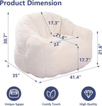mikibama 41.4" Bean Bag Chair with Arms,Comfy Faux Fur Boneless Beanbag Chairs for Adults and Kids, Channel Tufted Lazy Floor Sofa Chair for Living Room Apartment,Bedroom Dorm(Beige)