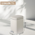 rejomiik Small Bathroom Trash Can with Lid Slim Soft Close Garbage Can Step Wastebasket Container Trash Bin for Office Bedroom Kitchen Living Room (1.9 Gallon Cream)