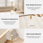 Clear Acrylic Table, Round Modern Side Table, Small End Table, Brushed Brass Metal, Acrylic Furniture for Office, Living Room and Bedroom, 12" L x 12" W x 21.65" H