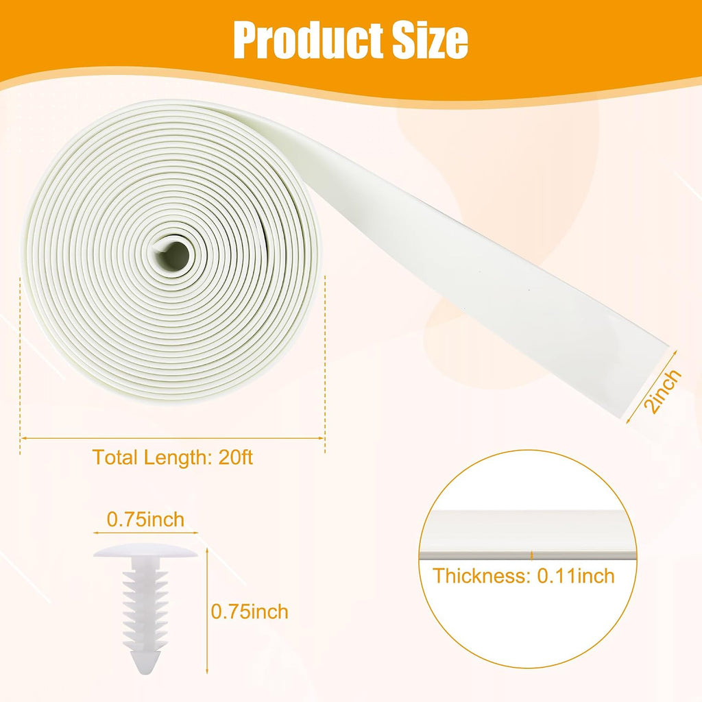 2" Wide Vinyl Straps for Patio Chairs Repair, 20FT Long Patio Garden Furniture Replacement Straps+ 40 Free Rivets for Outdoor Lawn Furniture Chaise Lounge Repair (White)
