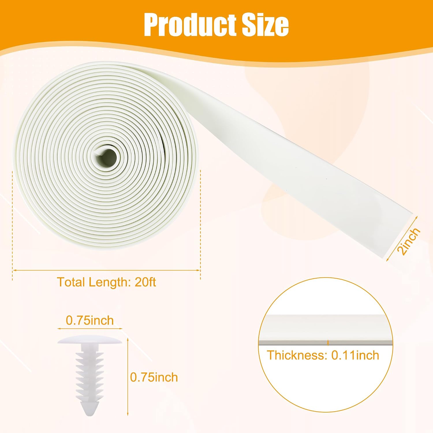 2" Wide Vinyl Straps for Patio Chairs Repair, 20FT Long Patio Garden Furniture Replacement Straps+ 40 Free Rivets for Outdoor Lawn Furniture Chaise Lounge Repair (White)