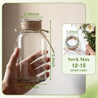 Mason Jar Glass Vases 12 Pack, Clear Wedding Centerpiece Vases | Rustic Farmhouse Style, Boho Decor, Bud Vase Design, Home Table Decoration, Party Decor, Vintage Display, Floral Arrangement