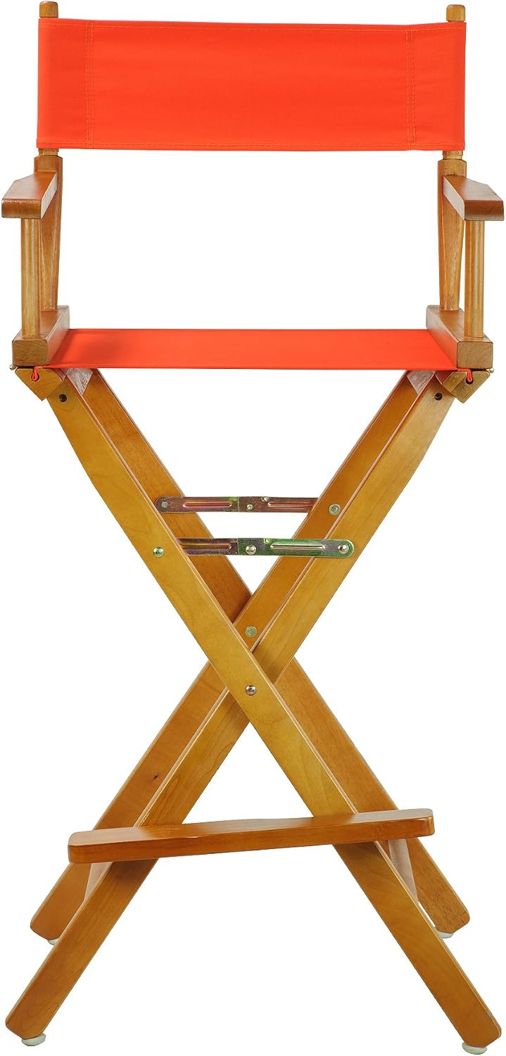 Casual Home 30" Director's Chair Honey Oak Frame-with Orange Canvas, Bar Height